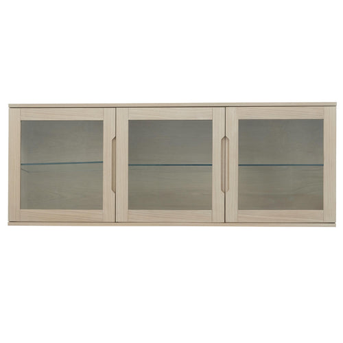 Furnhouse 3-deurs wandkast Kerteminde - Witte olie - MDF, Eikenfineer, Glas - 37x160x60