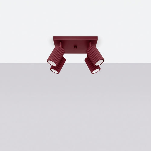 Sollux Lighting Plafondlamp KARBON 4 bordeaux - 25x25x16,5cm