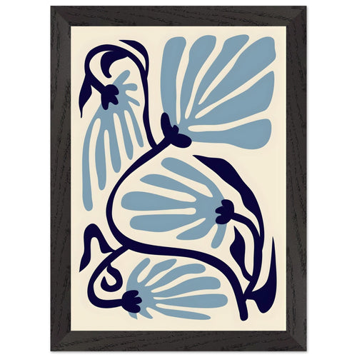 Artfulprints Poster met Lijst Matisse – Ode to a turquoise flower   - A4 21x29.7 cm - Turquoise