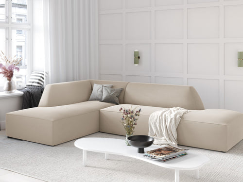 Micadoni linker hoekbank Ruby 4-zits, flueel, beige - 180x273x69cm