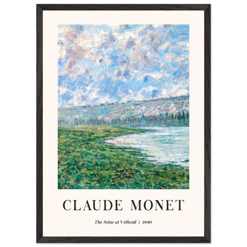 Artfulprints Poster met Lijst Claude Monet - The Seine at Vétheuil   - 50x70 cm - Blauw