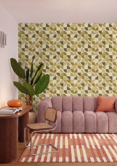 ESTAhome behang retro ornamenten olijfgroen - 50 x 900 cm - 132022