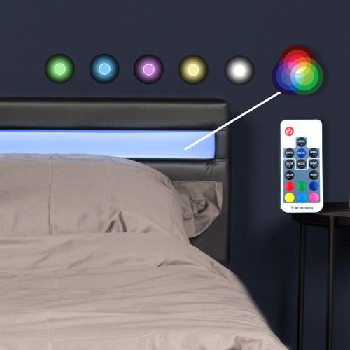 HOME DELUXE - LED bed NUBE - zwart, 270 x 200 cm - inclusief lattenbodem en lades - vtwonen shop