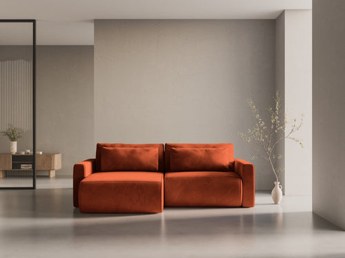 Cosmopolitan Design Omkeerbare converteerbare hoekbank met opbergdoos Belfast 3-zits, flueel kastanjebruin - 149x240x84cm