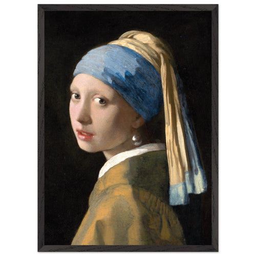 Artfulprints Poster met Lijst Johannes Vermeer - Meisje met de parel   - 50x70 cm - Meerkleurig