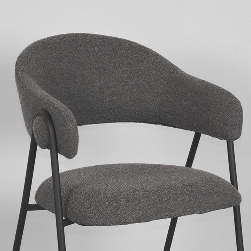 LABEL51 Eetkamerstoel Lowen - Grijs Bouclé - Zithoogte 49cm - Set van 2 - vtwonen shop