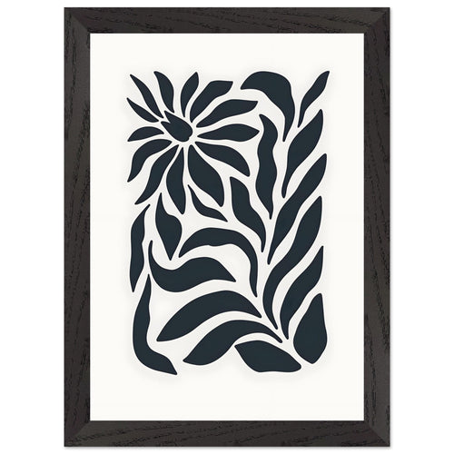 Artfulprints Poster met Lijst Matisse - Flowers in silence   - A4 21x29.7 cm - Zwart / Wit