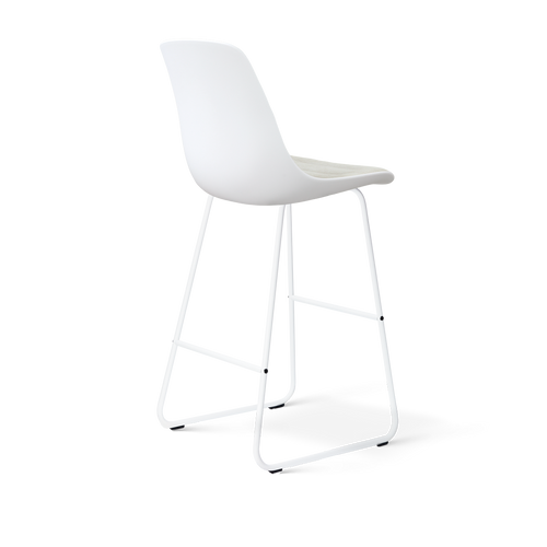 Nolon Nino-Liv Barkruk Wit met Naturelbeige Zitkussen Witte Poten 75Cm