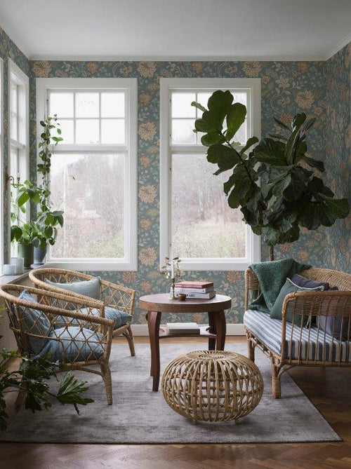 Borastapeter behang bloemen blauw - 53 cm x 10.05 m - 660992 - vtwonen shop