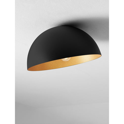 Nova Luce ONIA  Onia 30cm komvormige plafondlamp, halfverzonken, zandkleurig zwart, goudkleurig, E27 fitting, 1x12W