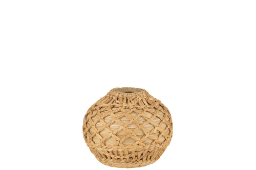 J-Line vaas Rieten - bamboe - naturel - medium - Ø 25.5 cm