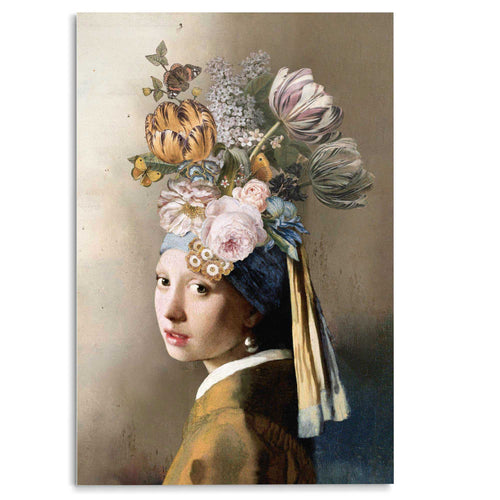 Reinders Pearl Floral Crown glasschilderij -  meerkleurig/multi color - woonkamer - 116x78cm