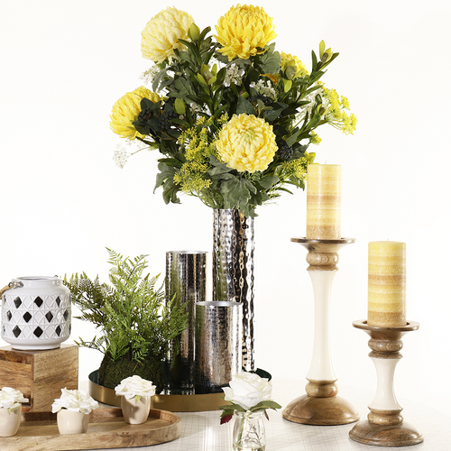 Sia Deco Chrysant Steel Kunstmatig - lichtgeel - H86 - vtwonen shop