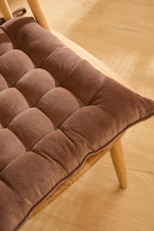 Calma House Stoelkussen Velour - Bruin - 40x40x4