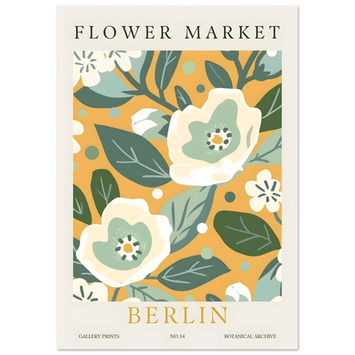 Artfulprints Poster met Lijst Flower market - Berlin I   - A4 21x29.7 cm - Meerkleurig