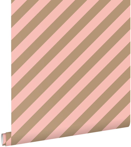 ESTAhome behang strepen roze en beige bruin - 50 x 900 cm - 139955 - vtwonen shop