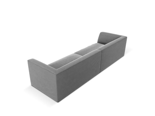 Micadoni Bank Ruby 4-zits, flueel, grijs - 93x302x69cm