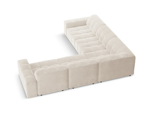 Cosmopolitan Design Hoekbank CHICAGO 4-zits, flueel lichtbeige - 285x285x78cm