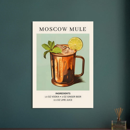 Artfulprints  Moscow Mule cocktail II - Ingrediënten   poster 70x100 cm - vtwonen shop