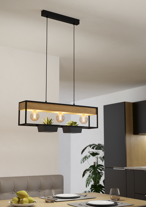 EGLO hanglamp Libertad 1 - e27 - 76 cm - zwart/bruin - vtwonen shop