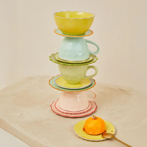 Urban Nature Culture Good Morning kopje Cappuccino/Tea sculpted - Pale Green - 11x8cm
