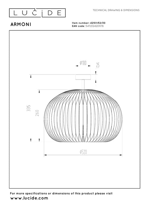 Lucide plafonnière ARMONI - 1xE27 - Zwart - vtwonen shop