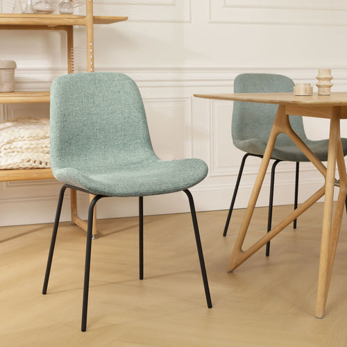 Nolon Nora-Fé Eetkamerstoel Zacht Groen - Stof - Zwarte Ptoen - vtwonen shop