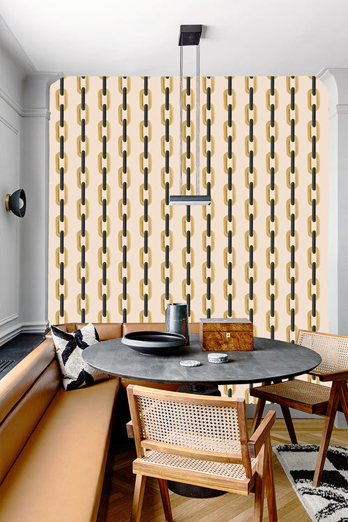 Catchii Behang Chain de chaine blauw wine rood - vtwonen shop