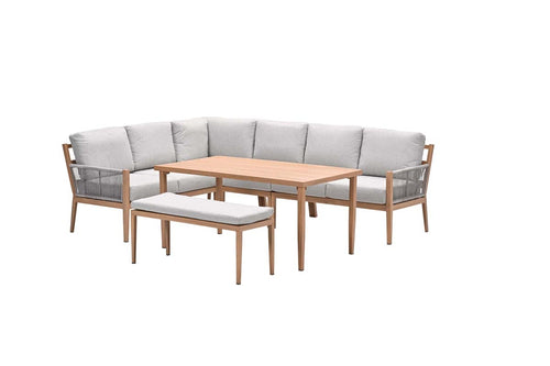 Sardinia lounge-diningset - aluminium met houtlook - 7-persoons - vtwonen shop