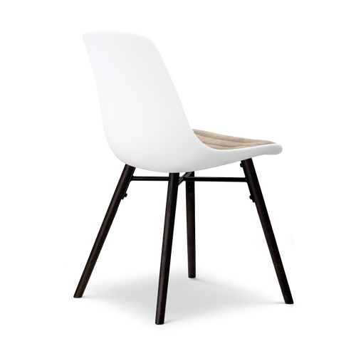 Nolon Nena-Liv eetkamerstoel wit met nougatbruin zitkussen - zwart houten onderstel