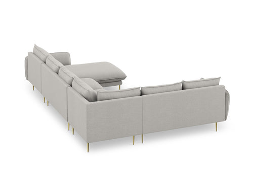 Cosmopolitan Design Panoramische hoekbank links Vienna 7-zits, structurele stof, lichtgrijs - 235x330x95cm