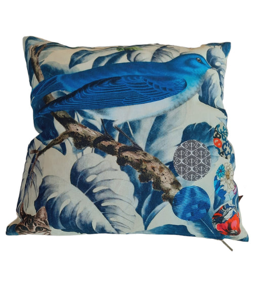 Furnilux Set van 2 Sierkussens - Vogel - Blauw - 45x45x10cm - vtwonen shop