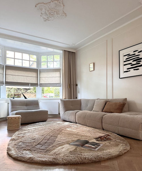 Organisch hoogpolig vloerkleed Odelia bruin/taupe - Interieur05 - 150 x 80 cm - vtwonen shop