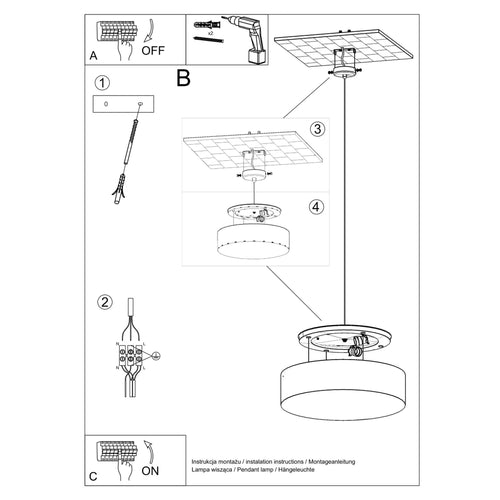 Sollux Lighting Hanglamp ARENA 45 wit - 45x45x111cm