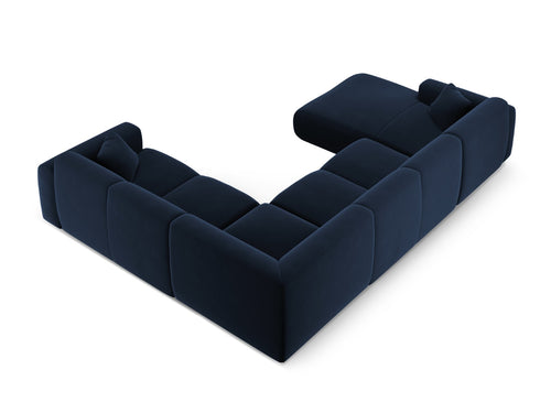 Cosmopolitan Design Panoramische hoekbank rechts Nolio 6-zits, flueel koningsblauw - 252x342x72cm