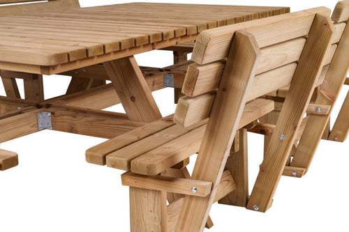 MaximaVida luxe houten picknicktafel Tallinn 300 cm met 6 rugleuningen - vtwonen shop