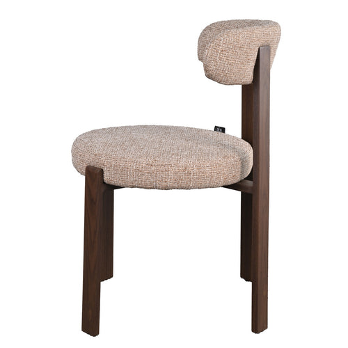 DÉJA Living Eetkamerstoel Lagan - Taupe/Walnoot Stof - Set van 2 - vtwonen shop