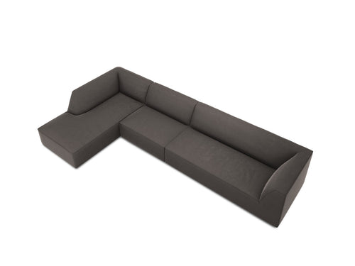Micadoni linker hoekbank Ruby 5-zits, flueel, donkergrijs - 180x366x69cm
