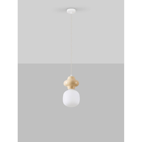 Nova Luce CLIO Korte, slanke hanglamp voor aan het plafond, geel, mat wit, E14 fitting, 1x5W