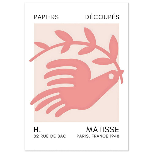 Artfulprints Poster Matisse - Peace dove taupe   - 70x100 cm - Taupe
