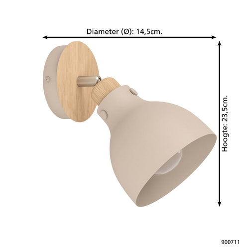 EGLO spot Arrecife - e27 - 23,5 cm - bruin/beige - staal