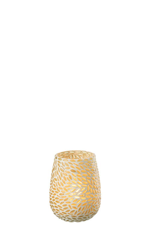 J-Line windlicht Mozaiek - glas - groen/wit - small - vtwonen shop