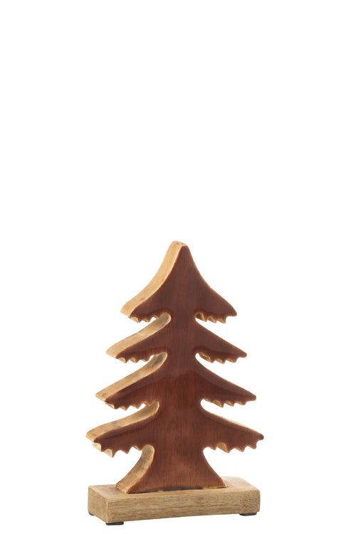 J-Line decoratie Dennenboom Op Voet - hout - bruin/naturel - small