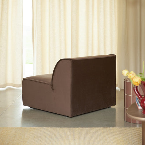 Tikamoon Modulaire loungestoel in bruine stof - Bruin