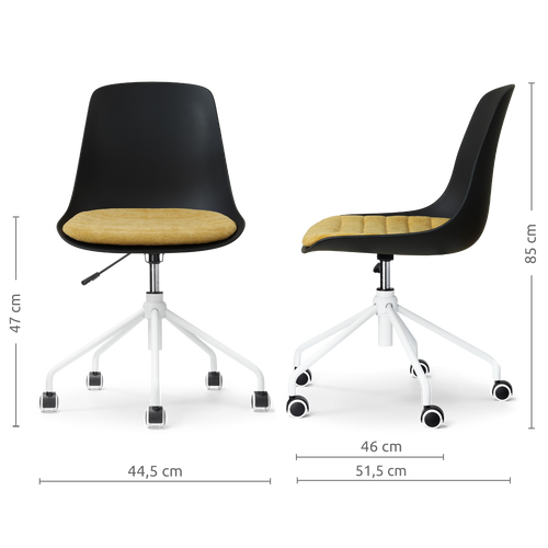 Nolon Nout-Liv eetkamerstoel zwart met warm oker zitkussen - wit onderstel - vtwonen shop