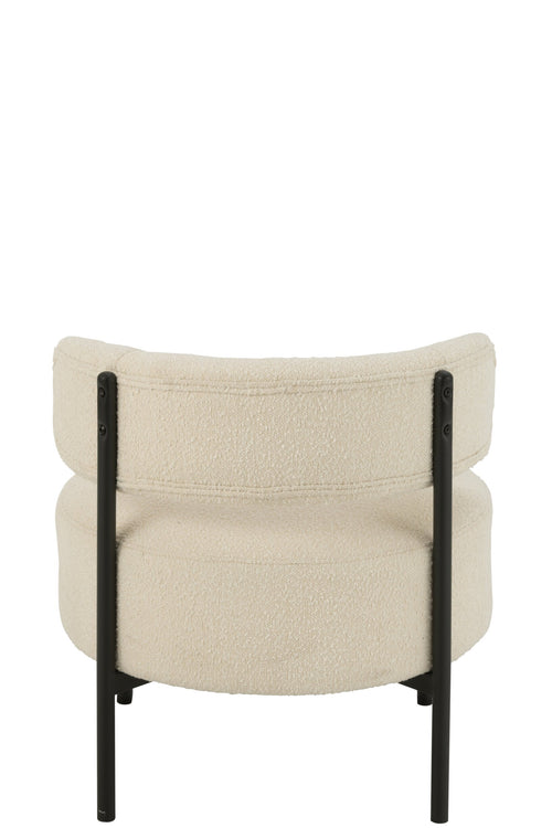 J-Line loungestoel Bouclé - multiplex/polyester - wit/zwart