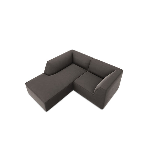 Cosmopolitan Design - Modulaire hoekbank links Siena 3-zits, flueel donkergrijs - 180x186x69cm