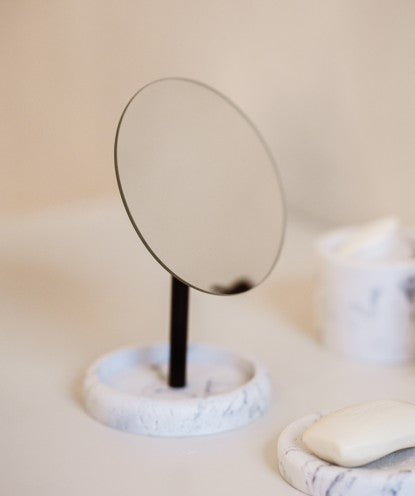 S|P Collection - Spiegel 13xH23cm met houder marble white Suds
