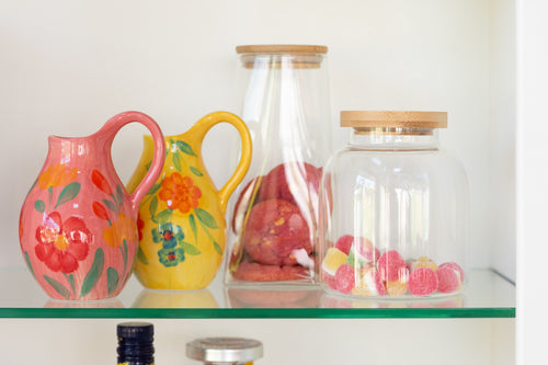 J-Line vaas Jug Alegria - keramiek - mix - 2 stuks - Ø 9 cm