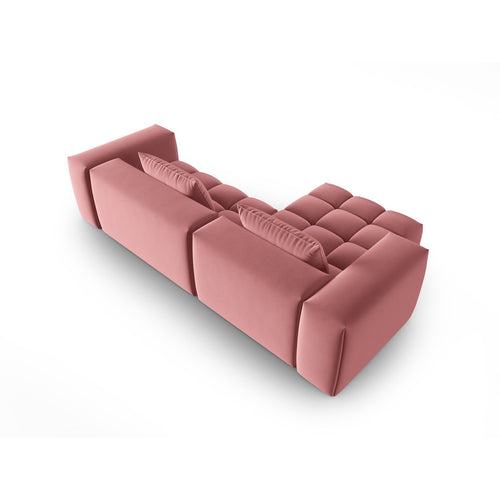 Cosmopolitan Design - Modulaire hoekbank links Verona 3-zits, flueel flamingo - 145x260x70cm